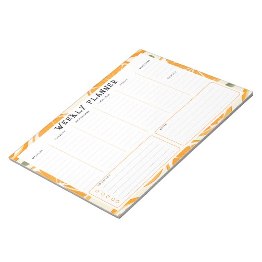 Undated Vertical Weekly Planner, Orange Border Notitieblok (Schuin)