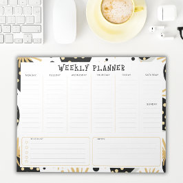 Undated Weekly Planner, Black and Gold Accents  Notitieblok