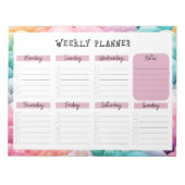 Undated Weekly Planner, Rainbow Cloud Border Notep Notitieblok (Voorkant)