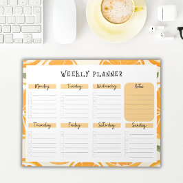 Undated Weekly Planner with Orange Slice Border Notitieblok
