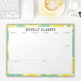 Undated Weekly Planner, Yellow and Green Accents Notitieblok