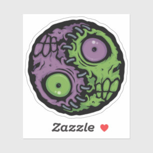 Undead Harmony: Zombie Yin Yang Symbool Sticker