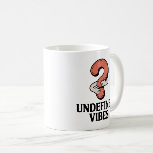 Undefined Vibes | Funny Hugging Question Mark Koffiemok (Voorkant rechts)