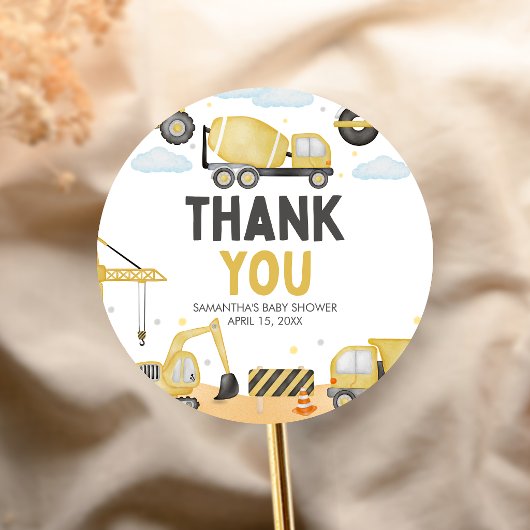 Under Construction Baby Shower Ronde Sticker