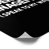 Under New Management Speak To My Wife Fun Newlywed Poster (Hoek)