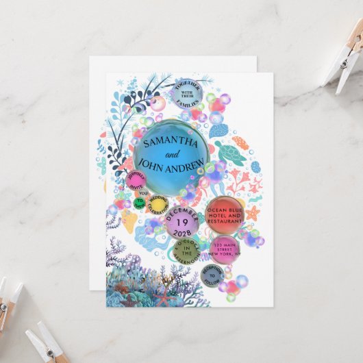 Under Sea Water Wedding Invitation (Devant/Arrière en situation)