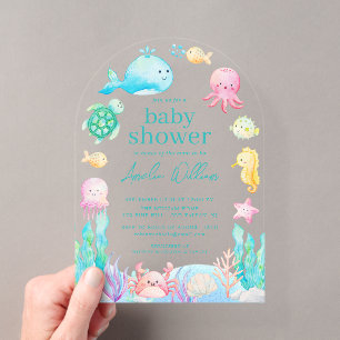 Under The Sea Adventure Baby Shower Acryl Uitnodigingen