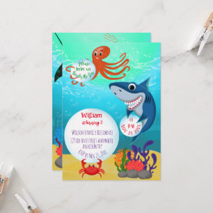 Under the Sea Animals Invitation pour une fête d'a