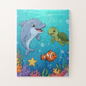 Under the Sea Animals Kids Puzzle | Dolphin Turtle (Vertical)