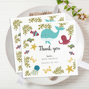 Under the Sea Baby Shower Cute Kawaii Bedankt Servet