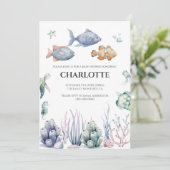 Under the Sea Baby Shower Invitation with QR Code  (Debout devant)