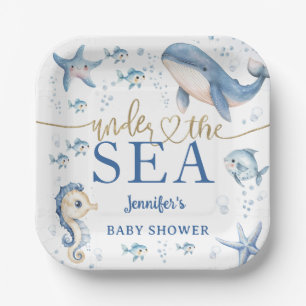 Under The Sea Baby Shower Jongen Blauwe Oceaan Papieren Bordje