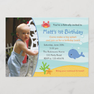 Under the Sea Birthday Invitation Boys with Photo