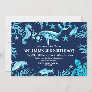 Under the Sea birthday invitation, ocean boy Kaart