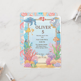 Under the Sea Birthday Invitation, Oliver 4th Kaart