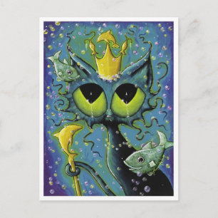 Under the Sea Cat fish fantasy postcard Briefkaart