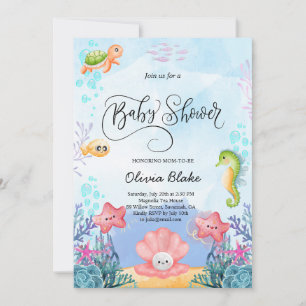 Under the Sea - Cute Ocean Baby shower Invitation