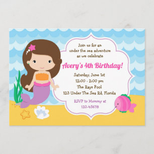 Under The Sea Invitation (Girl) - Sirène & Poisson