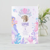 Under the sea Mermaid Birthday Invitation card (Debout devant)