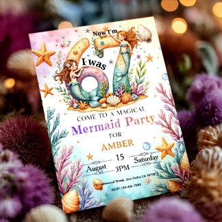 Under the Sea Mermaid Birthday Ocean Party for kid Kaart