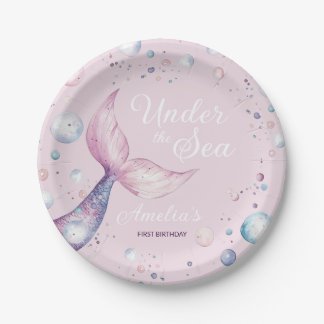 Under the Sea Mermaid First Birthday Party Papieren Bordje