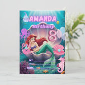 Under the sea Mermaid Invitation Kaart (Staand voorkant)