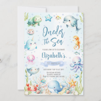 Under the Sea Ocean Animals Birthday Party Kaart