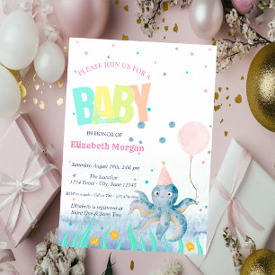 Under The Sea Octopus Schelp Baby Shower Kaart