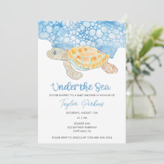 Under the Sea Painted Sea Turtle Boy Baby Shower Kaart