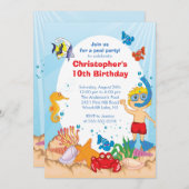 Under the Sea Pool Party Anniversaire Invitation (Devant / Derrière)