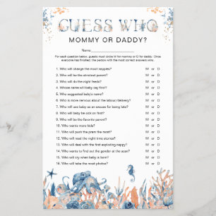 Under the Sea 'Raad eens wie' Baby Shower Spel Flyer