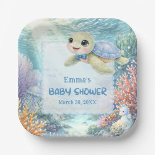 Under the Sea Turtle Boy Baby Shower Papieren Bordje