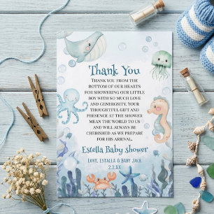 Under the Sea Walvis Krab Zeester Baby Borrel Bedankkaart