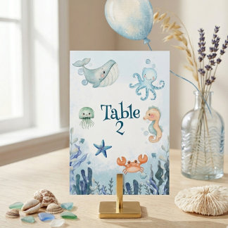 Under the Sea Walvis Zeester Krab Baby Borrel Kaart