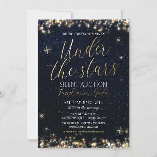Under The Stars Collecte de fonds Gala Invitation (Devant)