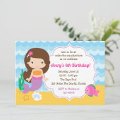 Under The Zee Invitation (Meisje) - Zeemeermin & V Kaart (Staand voorkant)