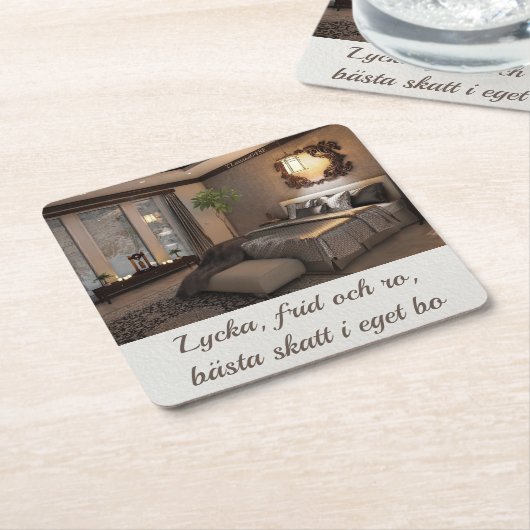 Underlägg — Eget bo Vierkante Kartonnen Onderzetter (Schuin)