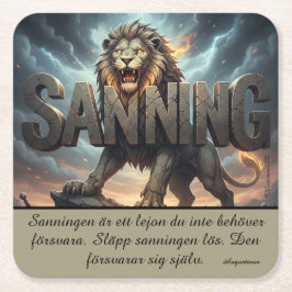 Underlägg — Lejon, sanning Vierkante Kartonnen Onderzetter