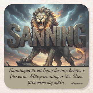 Underlägg — Lejon, sanning Vierkante Kartonnen Onderzetter