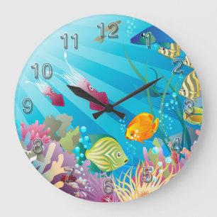 Underwater 2 Wall Clocks Numerals Options Grote Klok