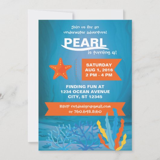 Underwater Adventure Party Uitnodigen Kaart (Voorkant)