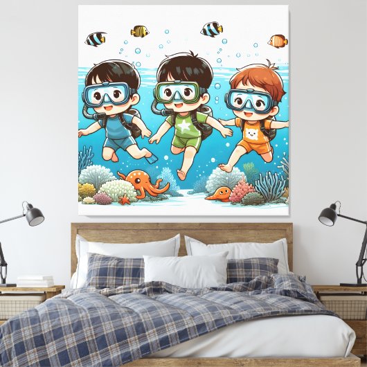 Underwater Adventure with Friends Canvas Afdruk (Insitu (Slaapkamer))