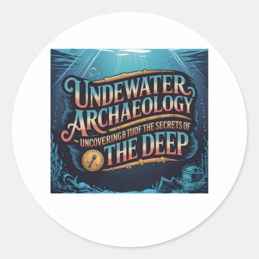 underwater archaeology ronde sticker (Voorkant)