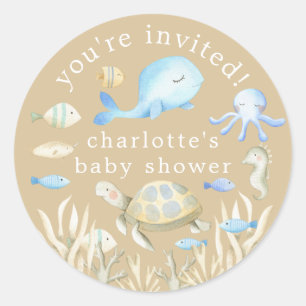 Underwater Whimsy Baby Shower Ronde Sticker