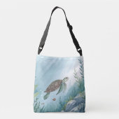 Underwater world with turtle crossbody tas (Achterkant)
