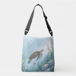 Underwater world with turtle crossbody tas