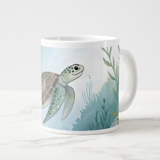 Underwater world with turtle extra grote beker (Voorkant rechts)