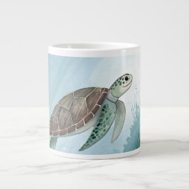 Underwater world with turtle extra grote beker
