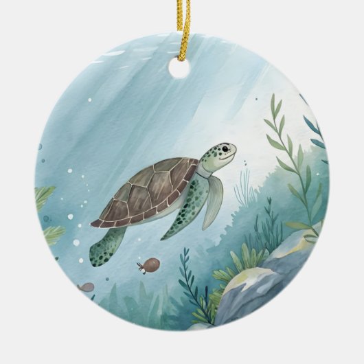 Underwater world with turtle keramisch ornament (Voorkant)