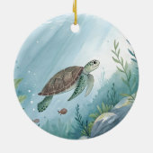 Underwater world with turtle keramisch ornament (Achterkant)